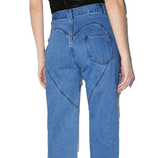 Damen Destroyed Jeans mit Applikationen Glitzer Effekt Eveloria