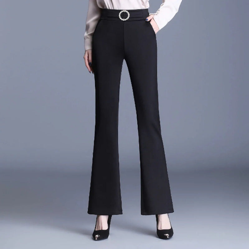 Damen High-Waist-Hose Breites Bein Dekorativer Gürtel Eveloria