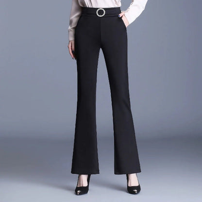 Damen High-Waist-Hose Breites Bein Dekorativer Gürtel Eveloria