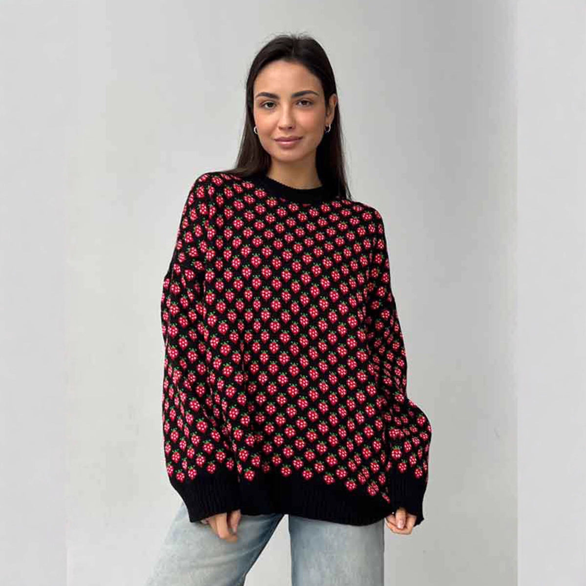 Damen Oversized Pullover Floralmuster Eveloria