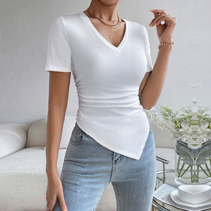 Damen Body V-Ausschnitt Raffung Eveloria
