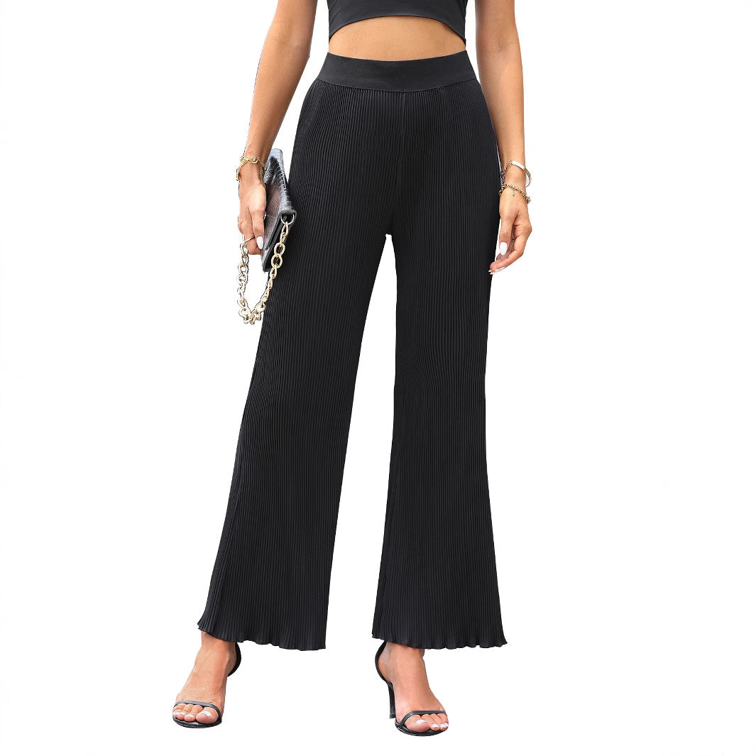 Damen Plissee-Hose elastisch Weitbein Eveloria