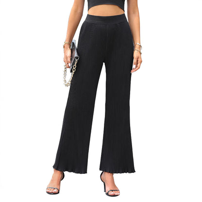 Damen Plissee-Hose elastisch Weitbein Eveloria