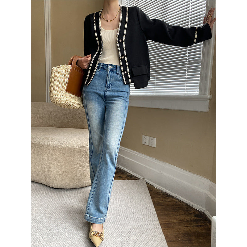 Damen Cardigan mit Kontrastdetails und feiner Struktur Eveloria