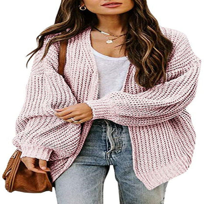 Damen Grobstrick-Pullover Voluminöse Ärmel Lässiger Schnitt Eveloria