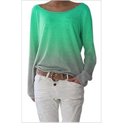 Damen Oversized Pullover Ombre-Design Weiter Rundhalsausschnitt