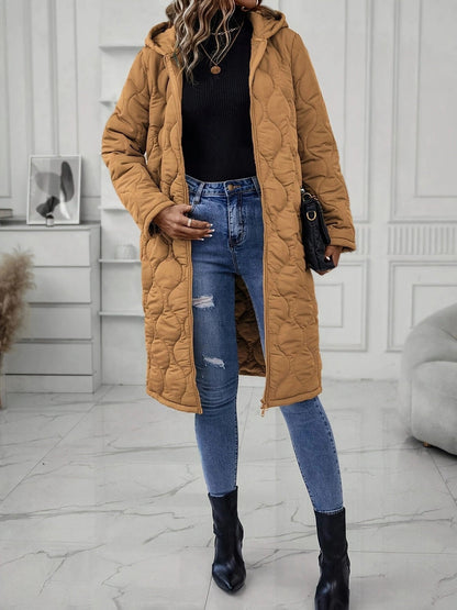 Damen Kapuzenjacke Langer Ärmel Elegante Steppung Eveloria