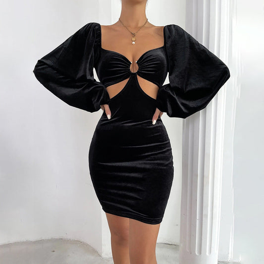 Damen Cocktailkleid Figurschmeichelnd Puffärmel Eveloria - Eveloria