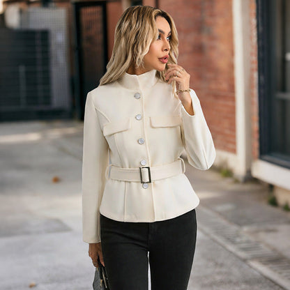 Damen Blazerjacke mit Gürtel und Taschen Eveloria