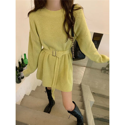 Damen Strickpullover mit Gürtel Eveloria