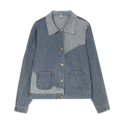 Damen Jeansjacke Lässig Strukturiertem Kragen Eveloria