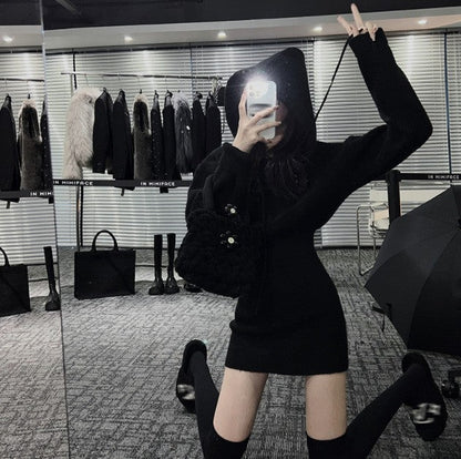 Damen Hoodie-Kleid Lässig Mit Taschen Eveloria