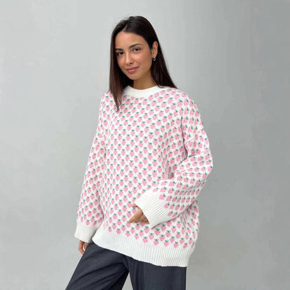 Damen Oversized Pullover Floralmuster Eveloria