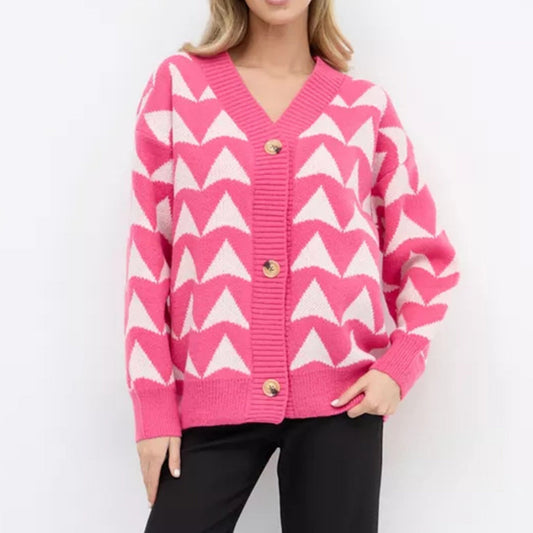 Damen Cardigan Wellenmuster Golden Knöpfe Eveloria - Eveloria