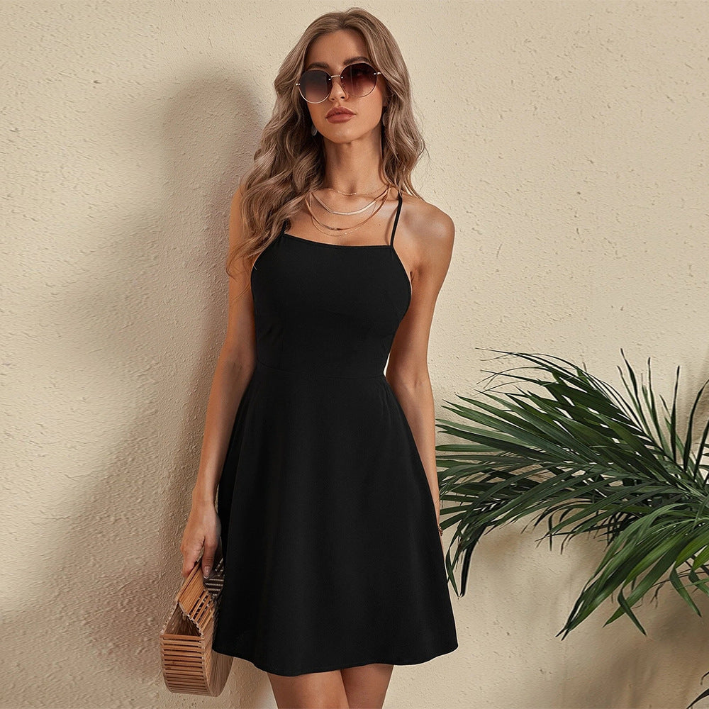 Damen A-Linien Kleid Spaghetti-Träger Sommerlich Eveloria