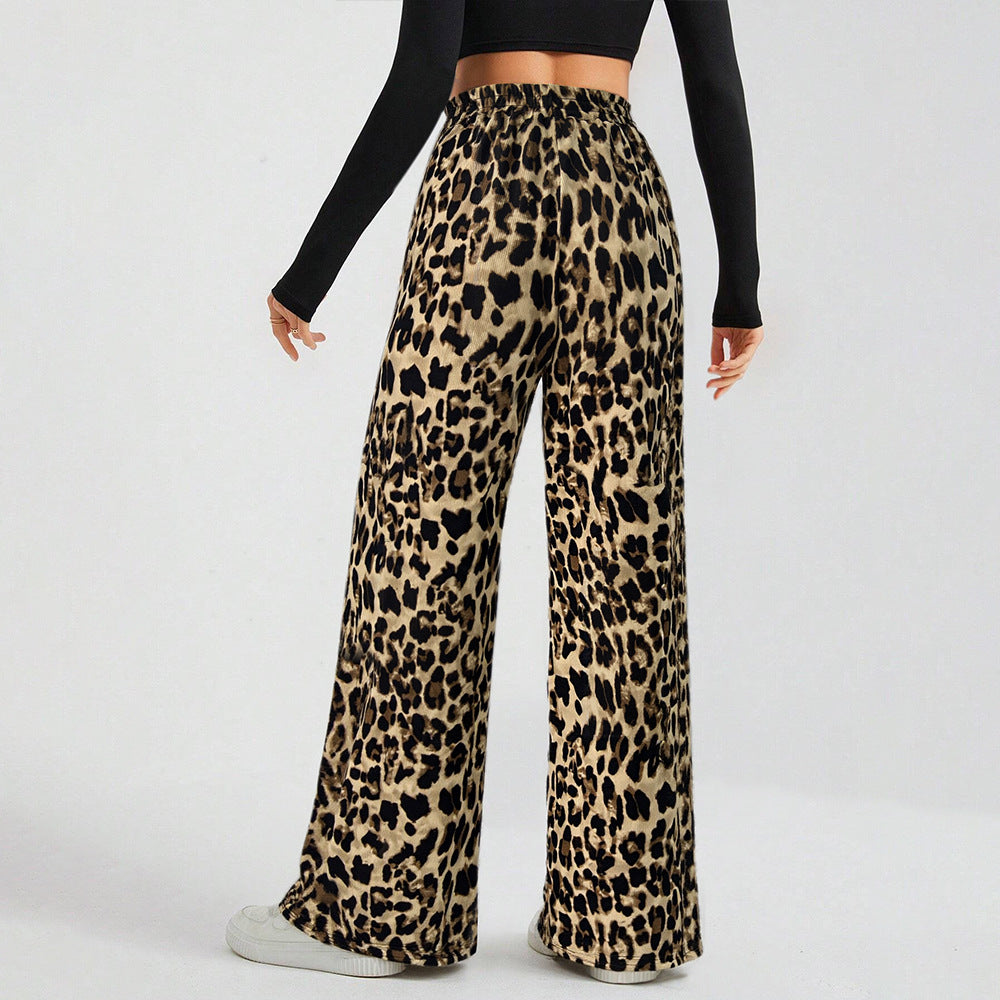 Damen Palazzo-Hose Tierprint Elastikbund