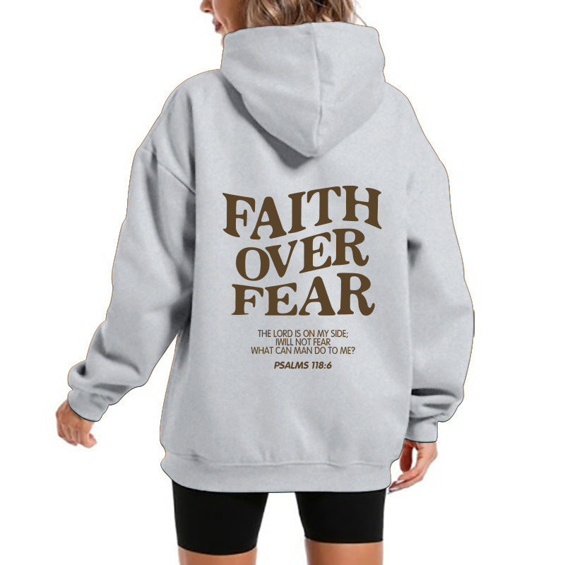 Damen Kapuzensweater Bequem Motivierender Schriftzug Grau