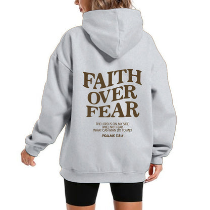 Damen Kapuzensweater Bequem Motivierender Schriftzug Grau