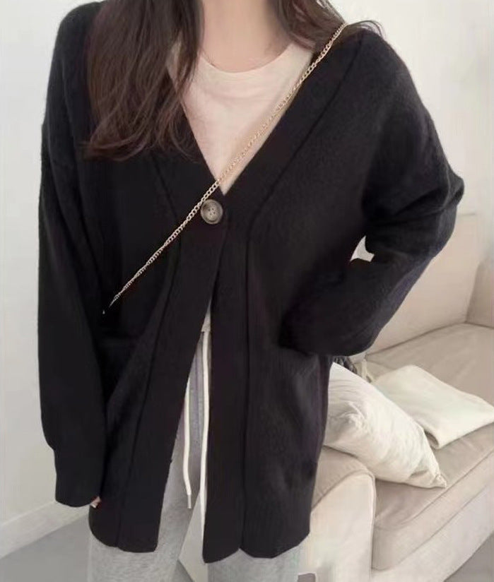 Damen Strickjacke Großes Modell Mit Taschen Kuschelig Beige