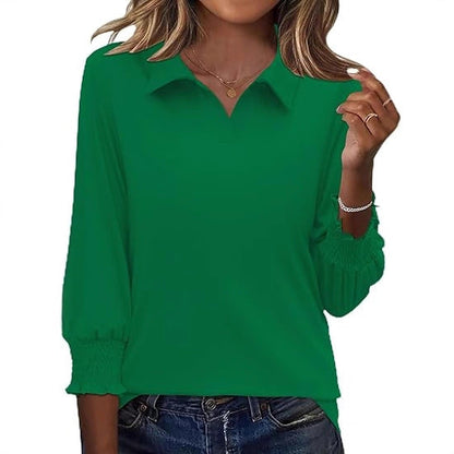 Damen Poloshirt Rüschendetails Elegantes Design Eveloria