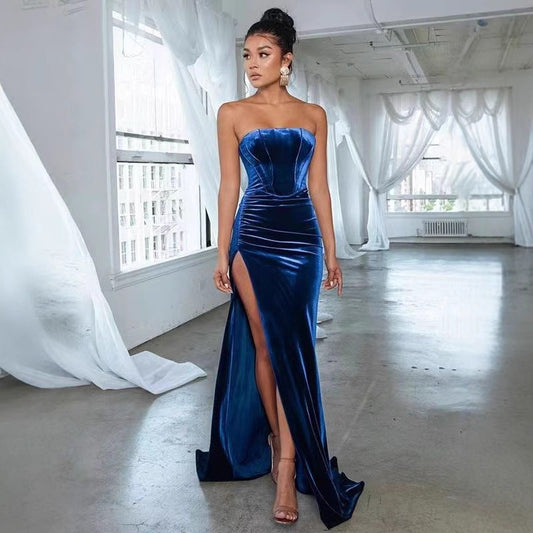 Damen Abendkleid Tailliert Hochgeschlitzt Eveloria - Eveloria