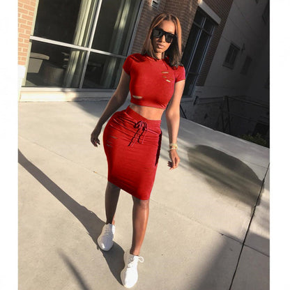 Damen Set Cropped und Rockhose mit Kordelzug