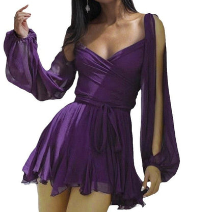 Damen Kleid Kurzarm Leoprint Voluminöse Ärmel