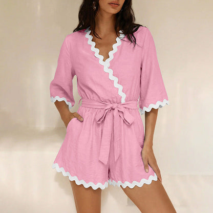 Damen Jumpsuit Elastisch Voluminöse Ärmel Eveloria