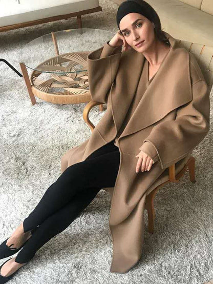 Damen Oversize-Mantel Offener Vorderteil Eveloria