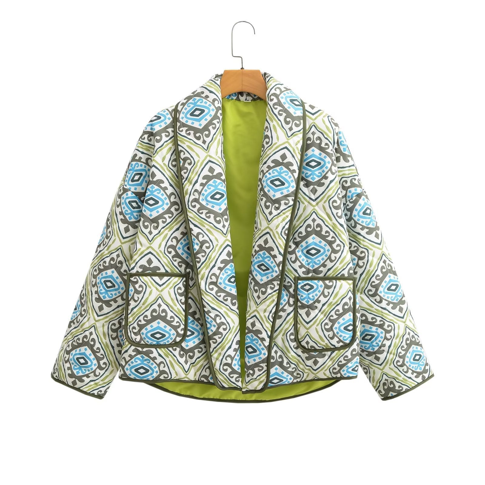 Damen Blazerjacke Geometrisches Muster Schwarz Eveloria - Eveloria