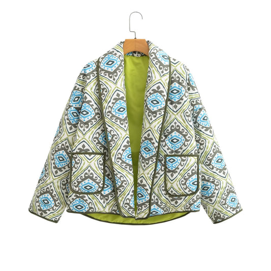 Damen Blazerjacke Geometrisches Muster Schwarz Eveloria - Eveloria