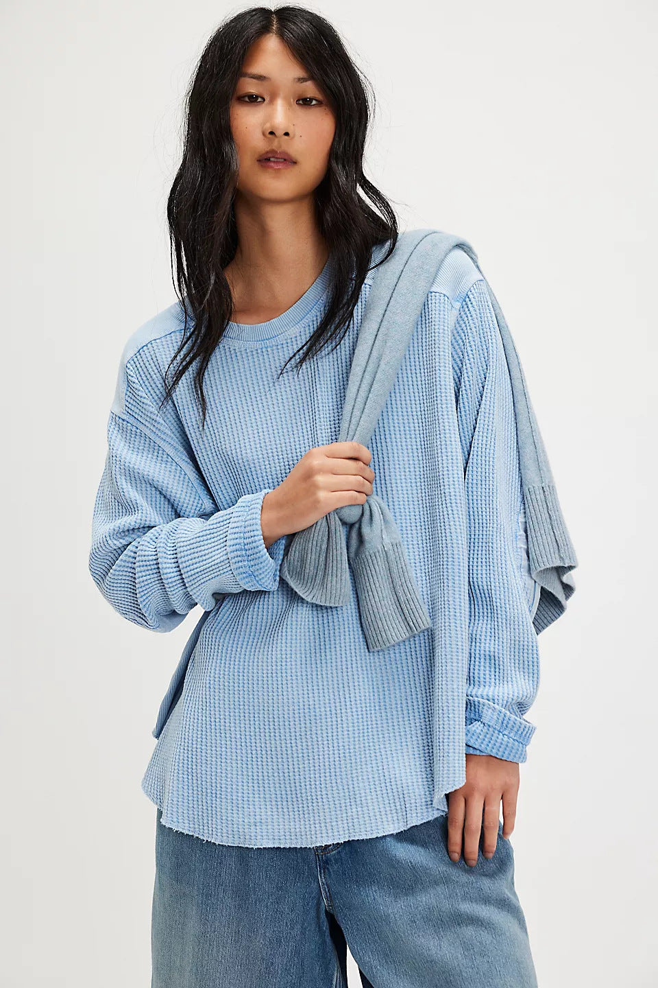 Damen Oversized Pullover Strukturiert Beige