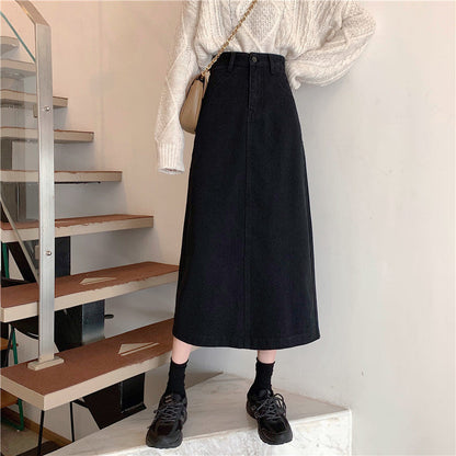 Damen Hochtailli Denim-Midi-Rock Eveloria