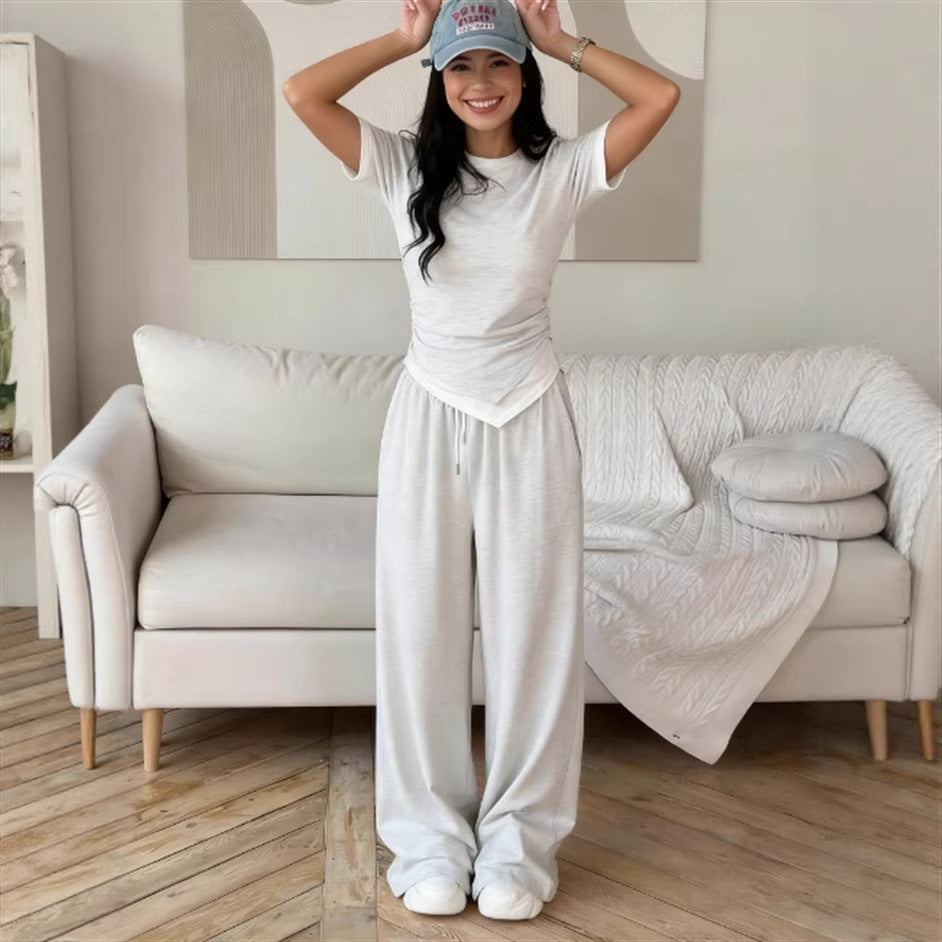 Damen Set Kurzarmshirt und weite Hosen Eveloria