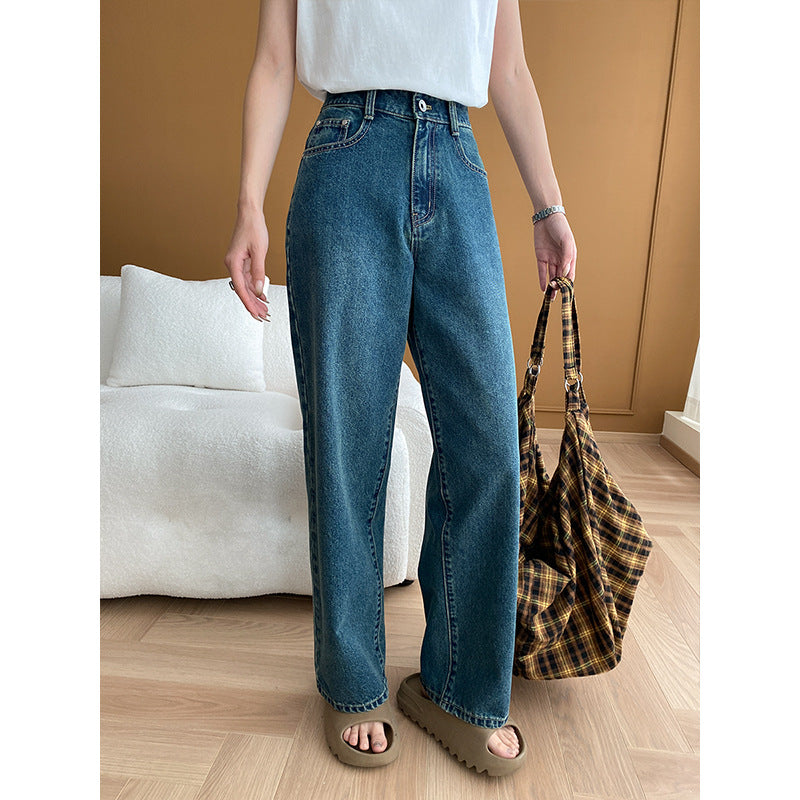 Damen High-Waist-Jeans Weites Bein Lässig Schwarz Eveloria - Eveloria
