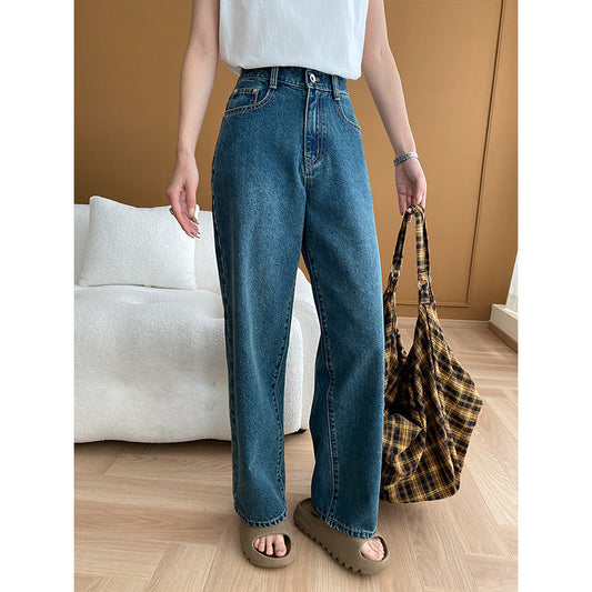 Damen High-Waist-Jeans Weites Bein Lässig Schwarz Eveloria - Eveloria