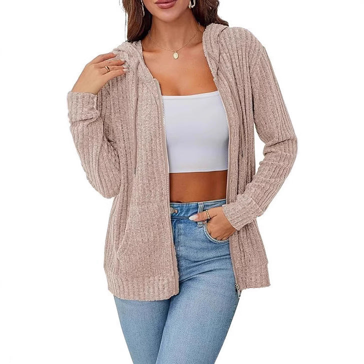 Damen Hoodie Strick Reißverschluss Eveloria