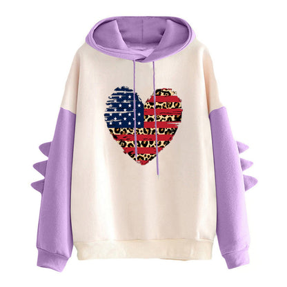 Damen Hoodie Herzdesign Trendig Grau Eveloria