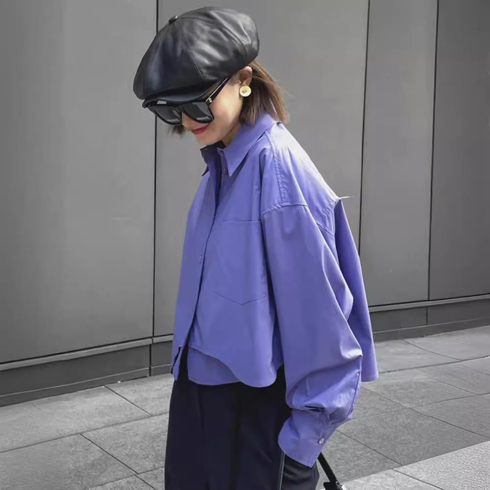 Damen Bluse Oversized Cropped Schnitt Eveloria