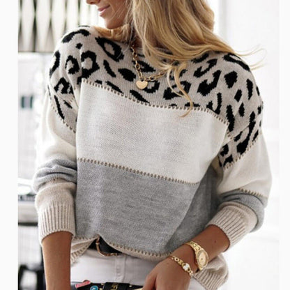Damen Pullover Grafisches Tiermuster Strukturiert Eveloria
