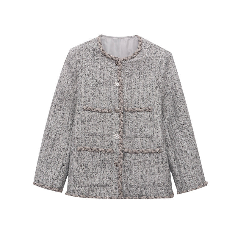 Eveloria Damen Boucle Blazer Verzierte Knöpfe