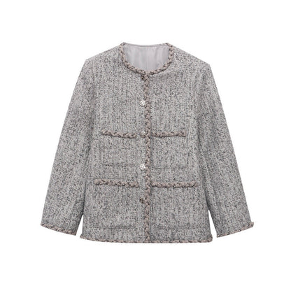 Eveloria Damen Boucle Blazer Verzierte Knöpfe