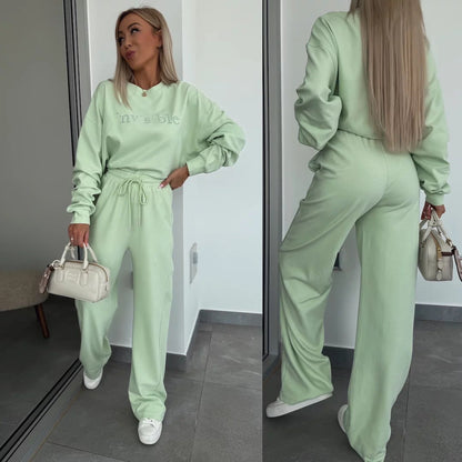Damen Fleece-Loungewear-Set Elastischer Bund