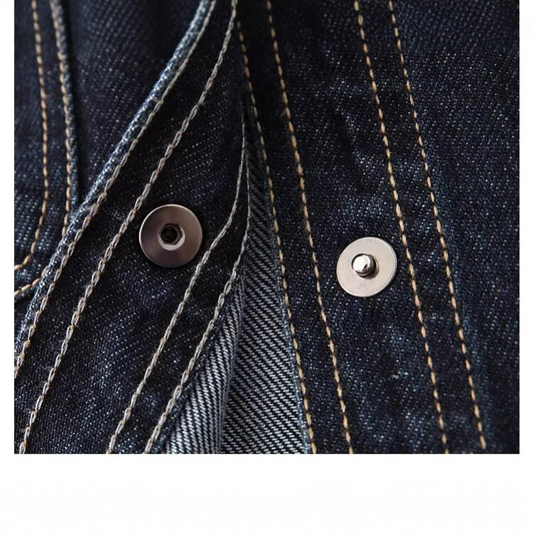 Damen Jeansjacke Klassischer Kragen 2 Brusttaschen Blau Eveloria
