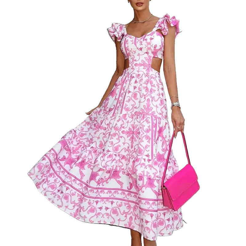 Damen Maxikleid Cut-out-Design Rüschendetails Eveloria