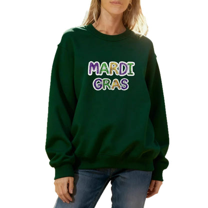 Damen Sweatshirt Mardi Gras Schriftzug Eveloria