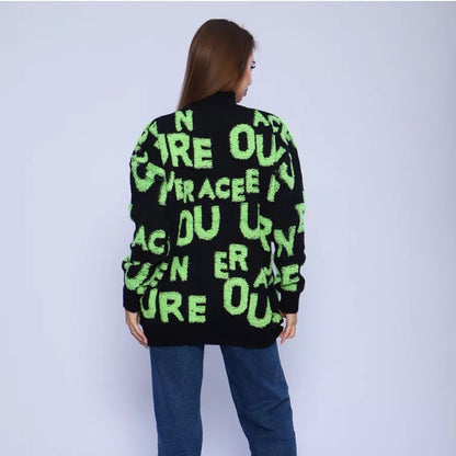 Damen Pullover Oversized Hochkragen