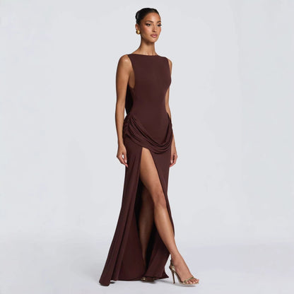 Damen Maxikleid Elegantes Design Raffinierte Drapierung