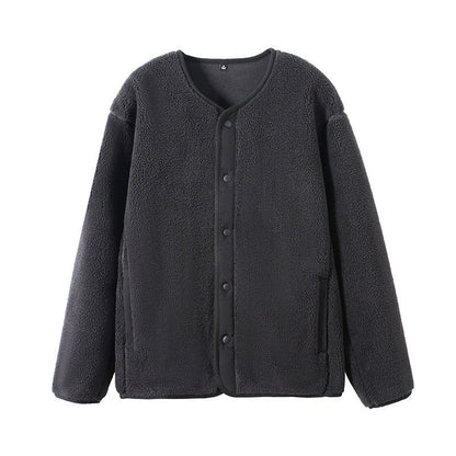 Damen Fleecejacke Warm Gefüttert mit Druckknopfverschluss