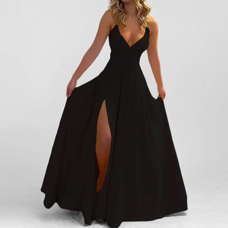 Damen Maxikleid V-Ausschnitt Figurbetonter Oberteil Eveloria